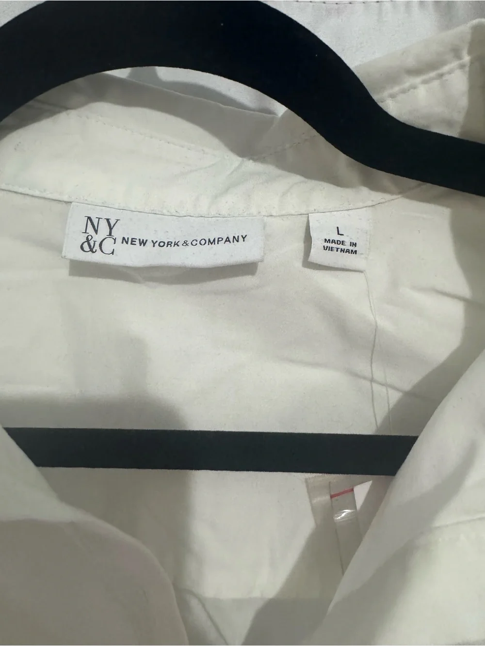 New York & Company White Ruched Front Button-Down Shirt